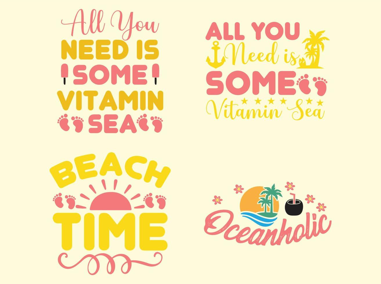 Summer t-shirt design bundle vector