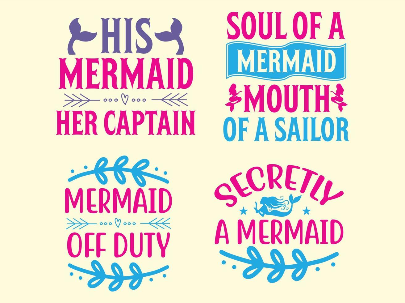 Mermaid t-shirt design bundle vector