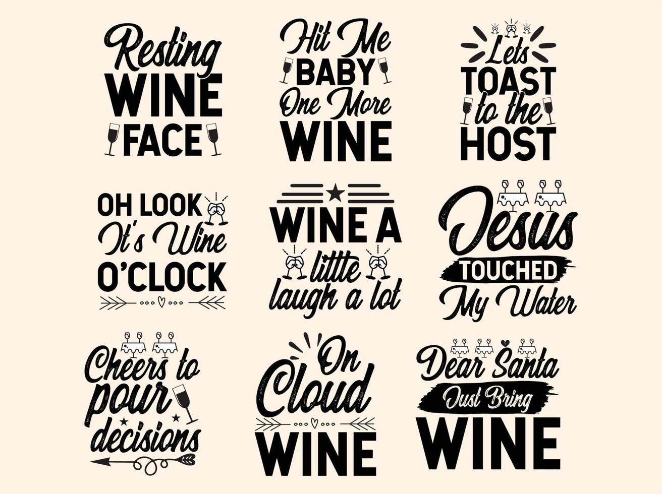 Set of wine t-shirt design vector