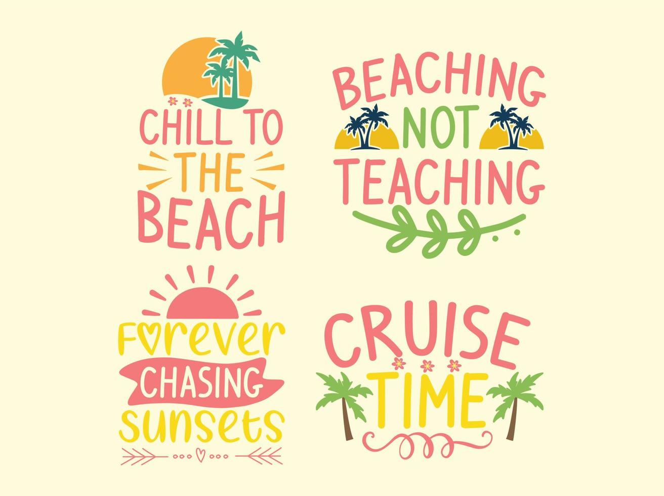 Summer t-shirt design bundle vector