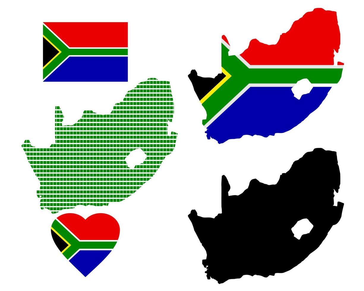 mapa de sudáfrica y los diferentes tipos de caracteres sobre un fondo blanco vector