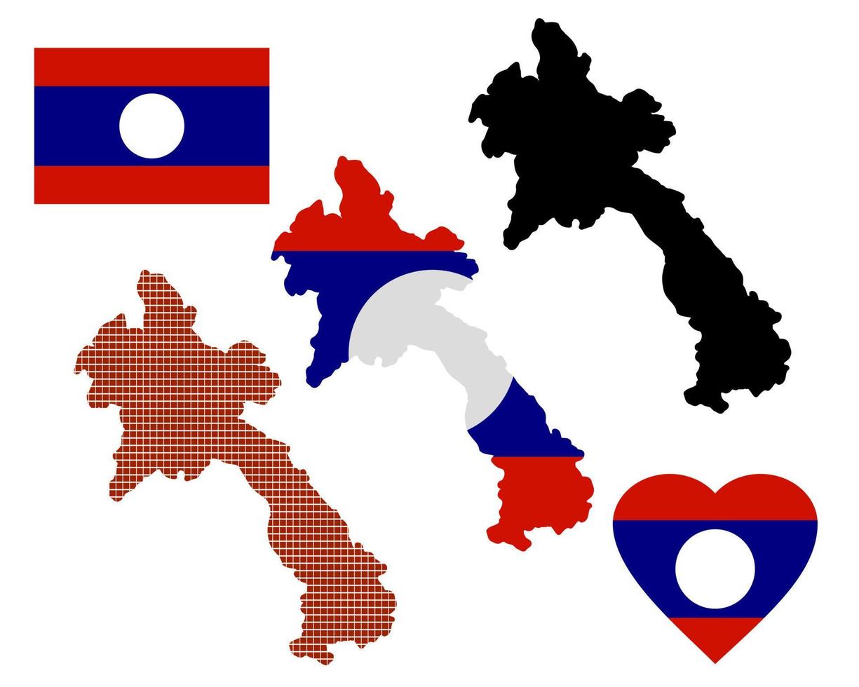 mapa de laos y diferentes tipos de símbolos sobre un fondo blanco vector