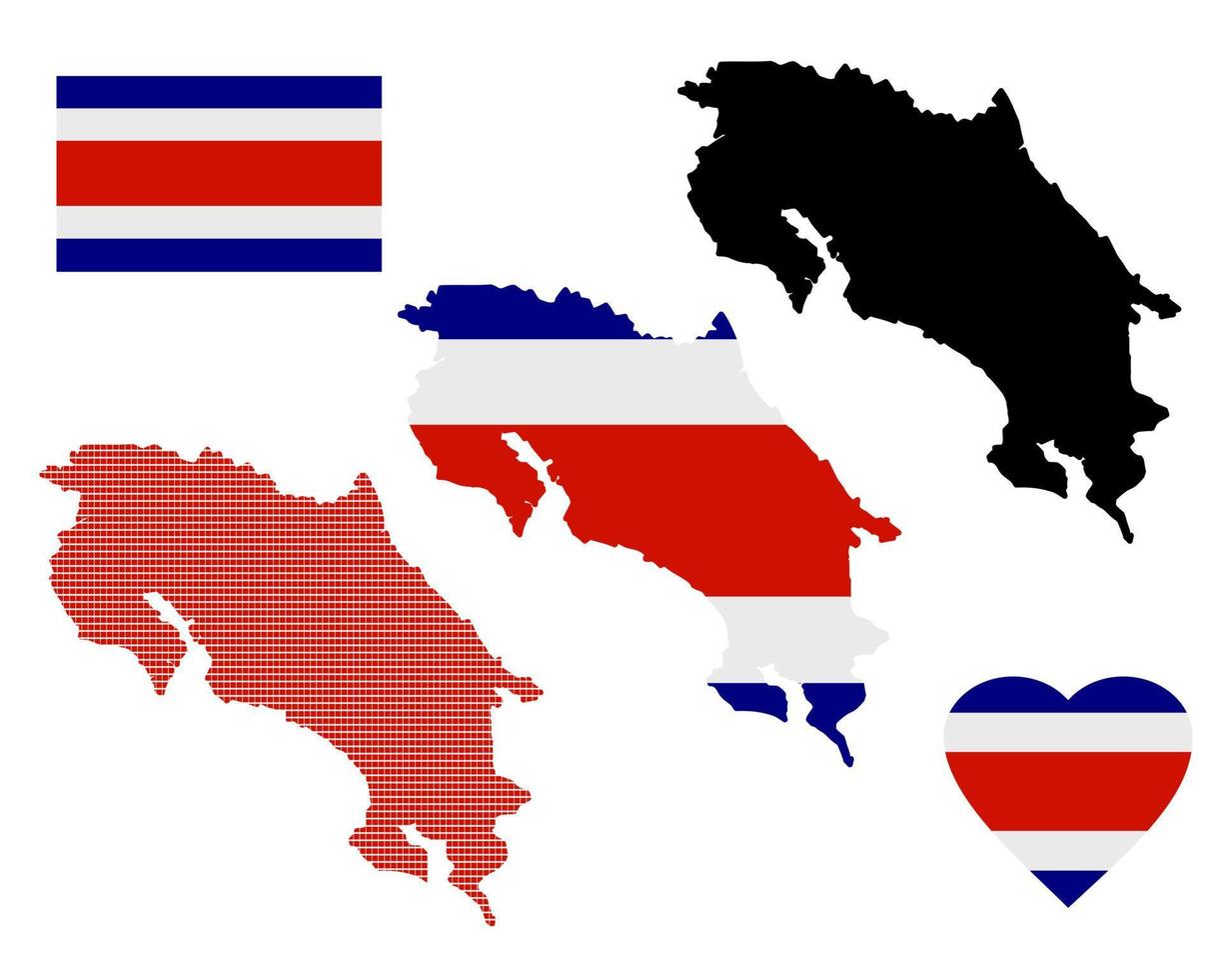 map of costa rica different types and symbols on a white background vector
