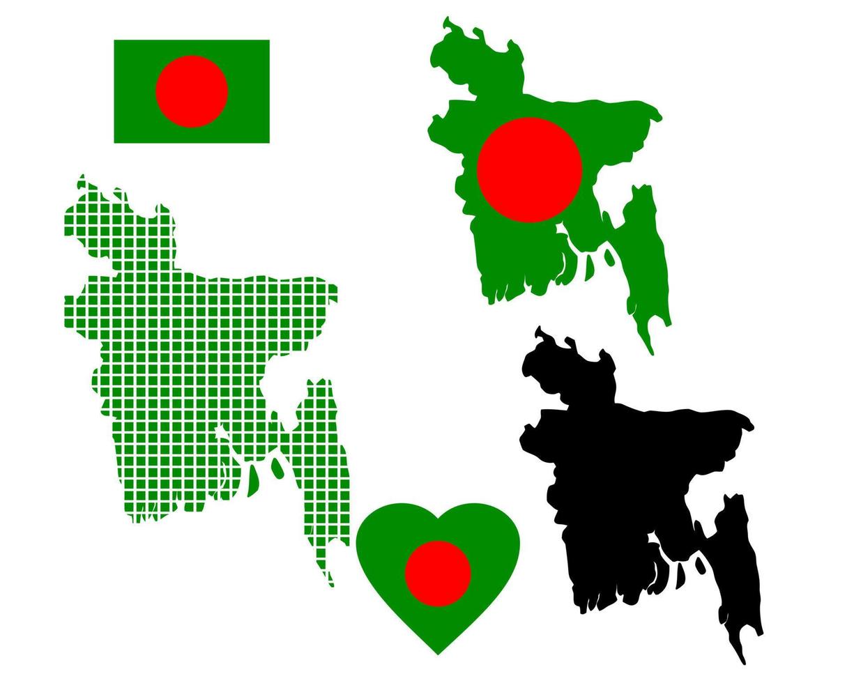 mapa de bangladesh en diferentes colores y símbolos sobre un fondo blanco vector