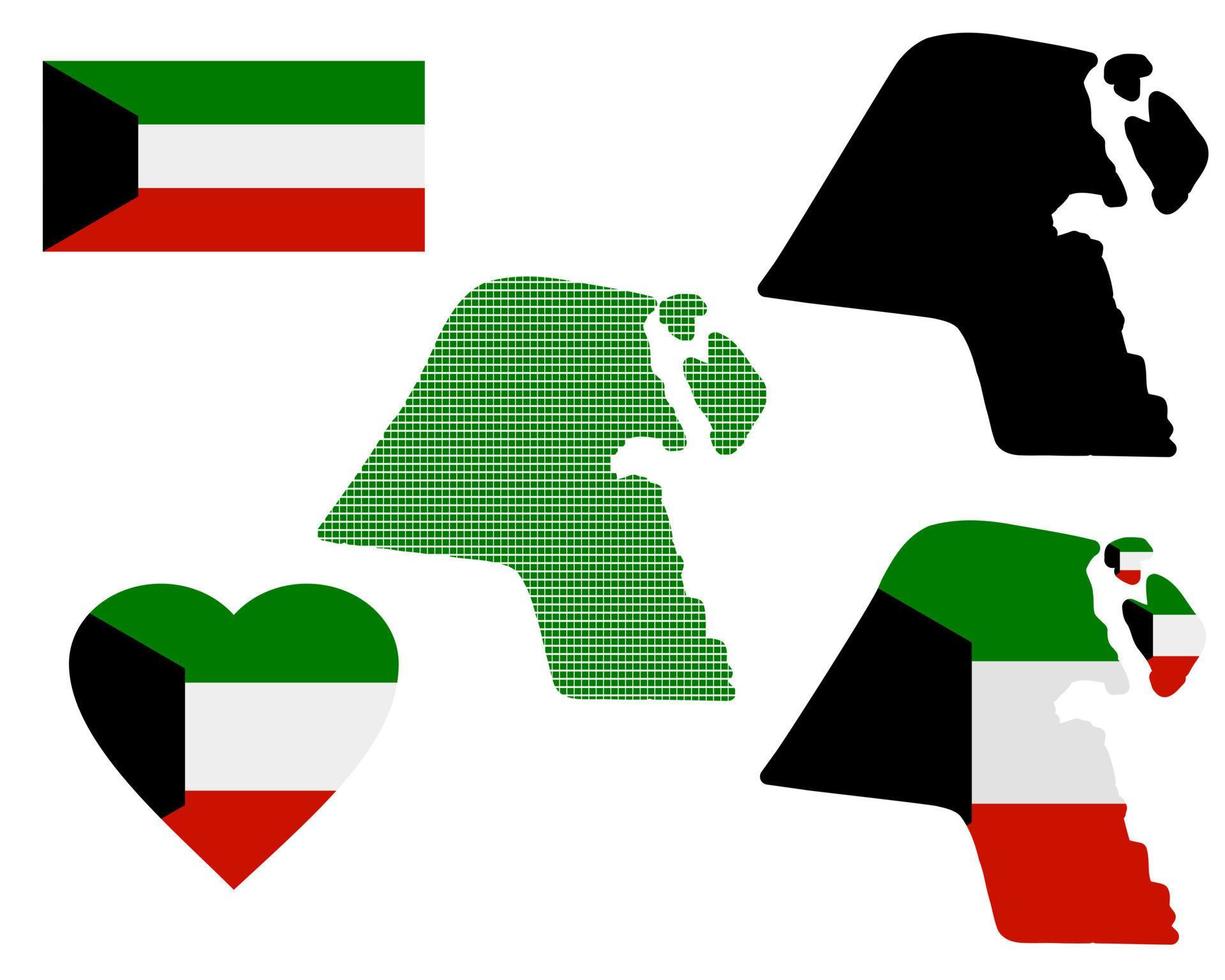 mapa de kuwait diferentes tipos y símbolos sobre un fondo blanco vector