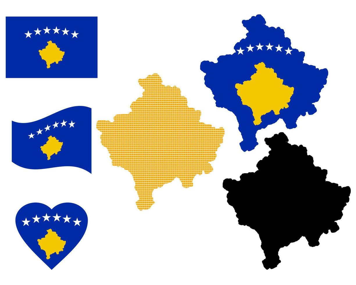 map of Kosovo and different types of symbols on a white background vector