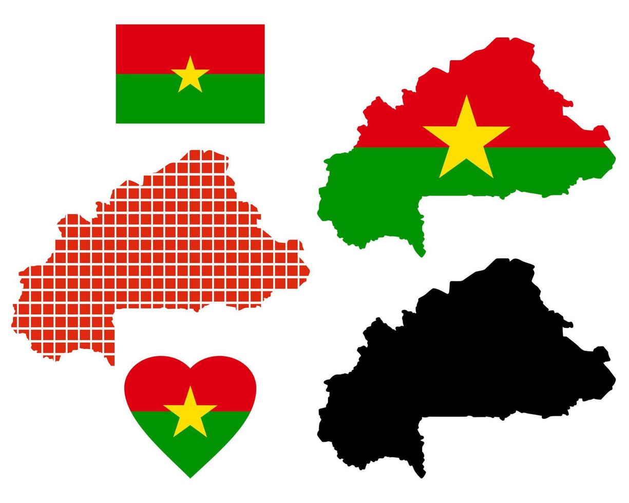 Burkina Faso map different types and symbols on a white background vector