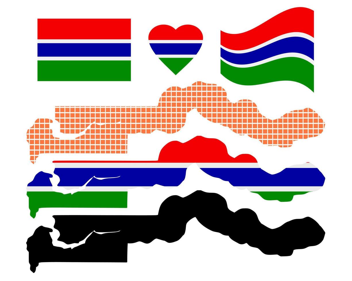 Gambia map different types and symbols on a white background vector