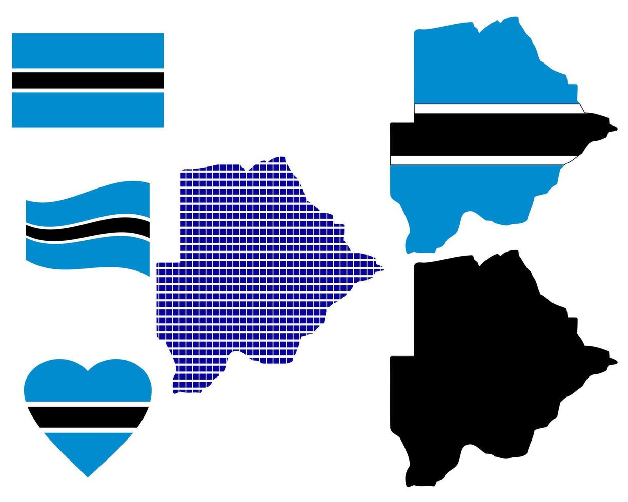 Botswana mapea diferentes tipos y símbolos en un fondo blanco vector