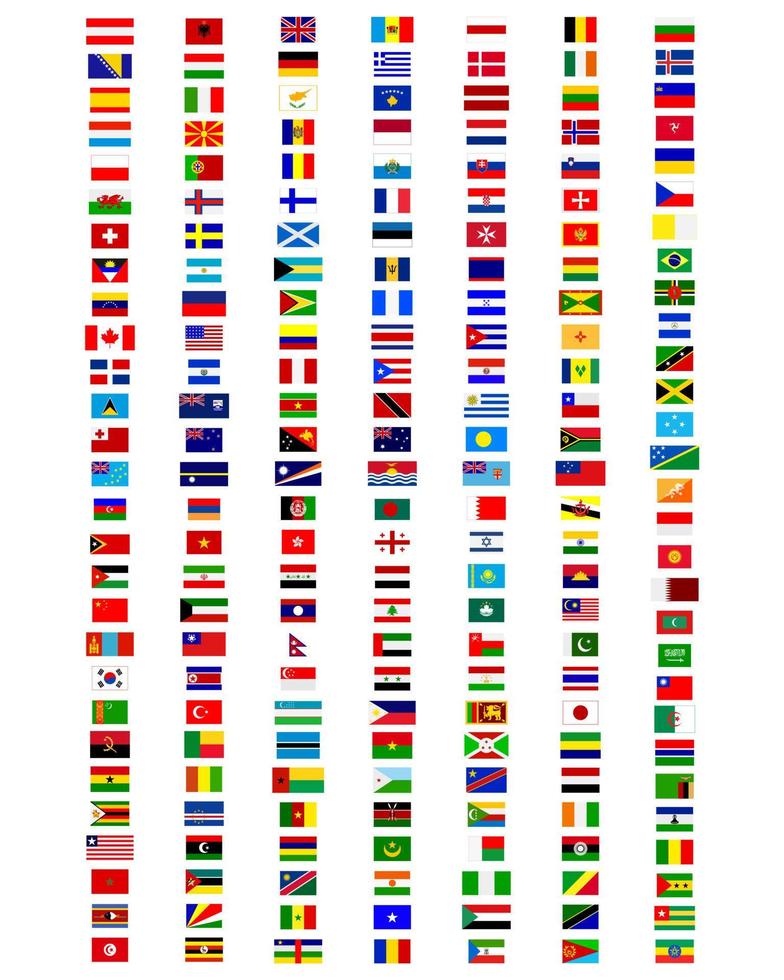 banderas del mundo sobre un fondo blanco vector