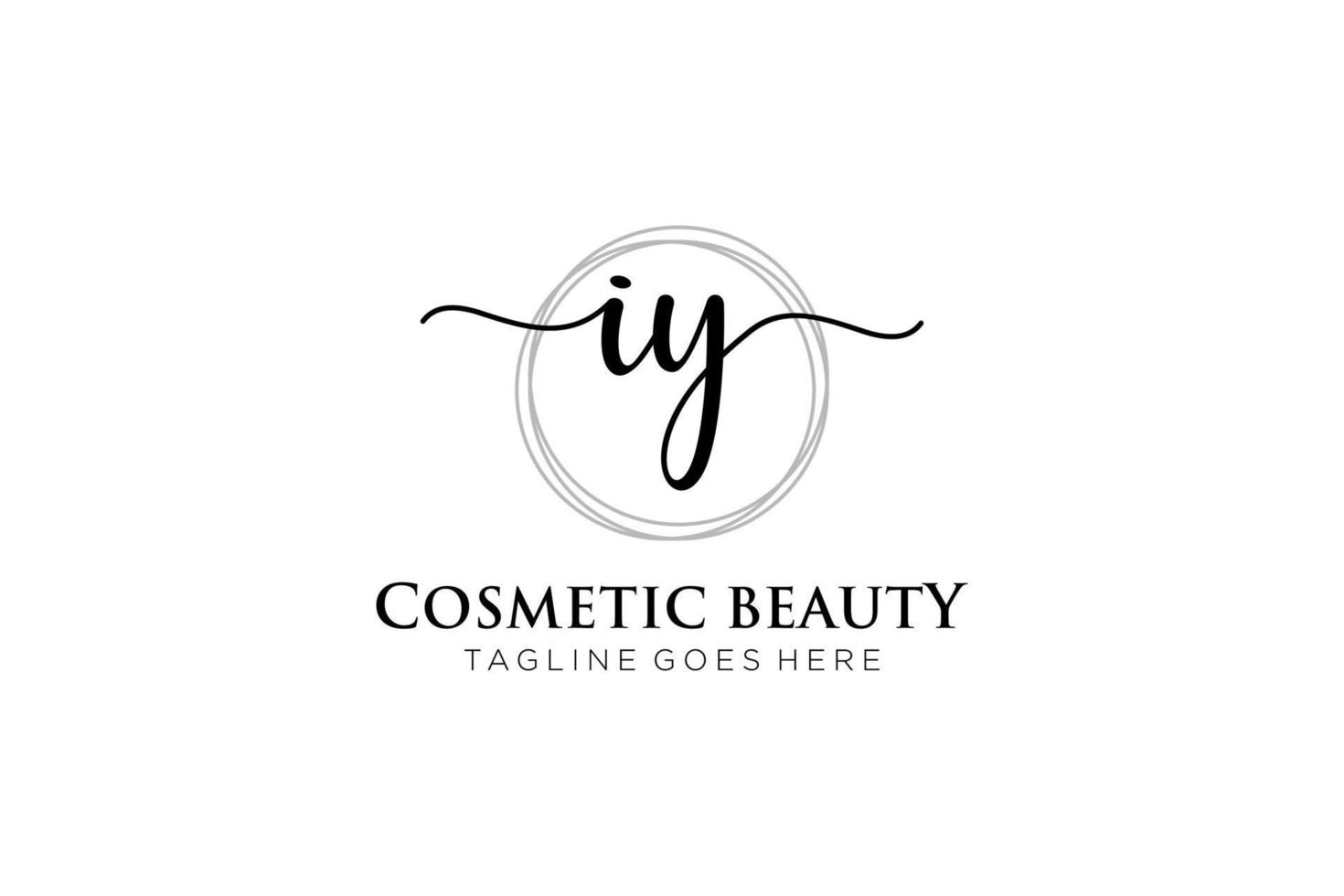 initial IY Feminine logo beauty monogram and elegant logo design, handwriting logo of initial signature, wedding, fashion, floral and botanical with creative template. vector