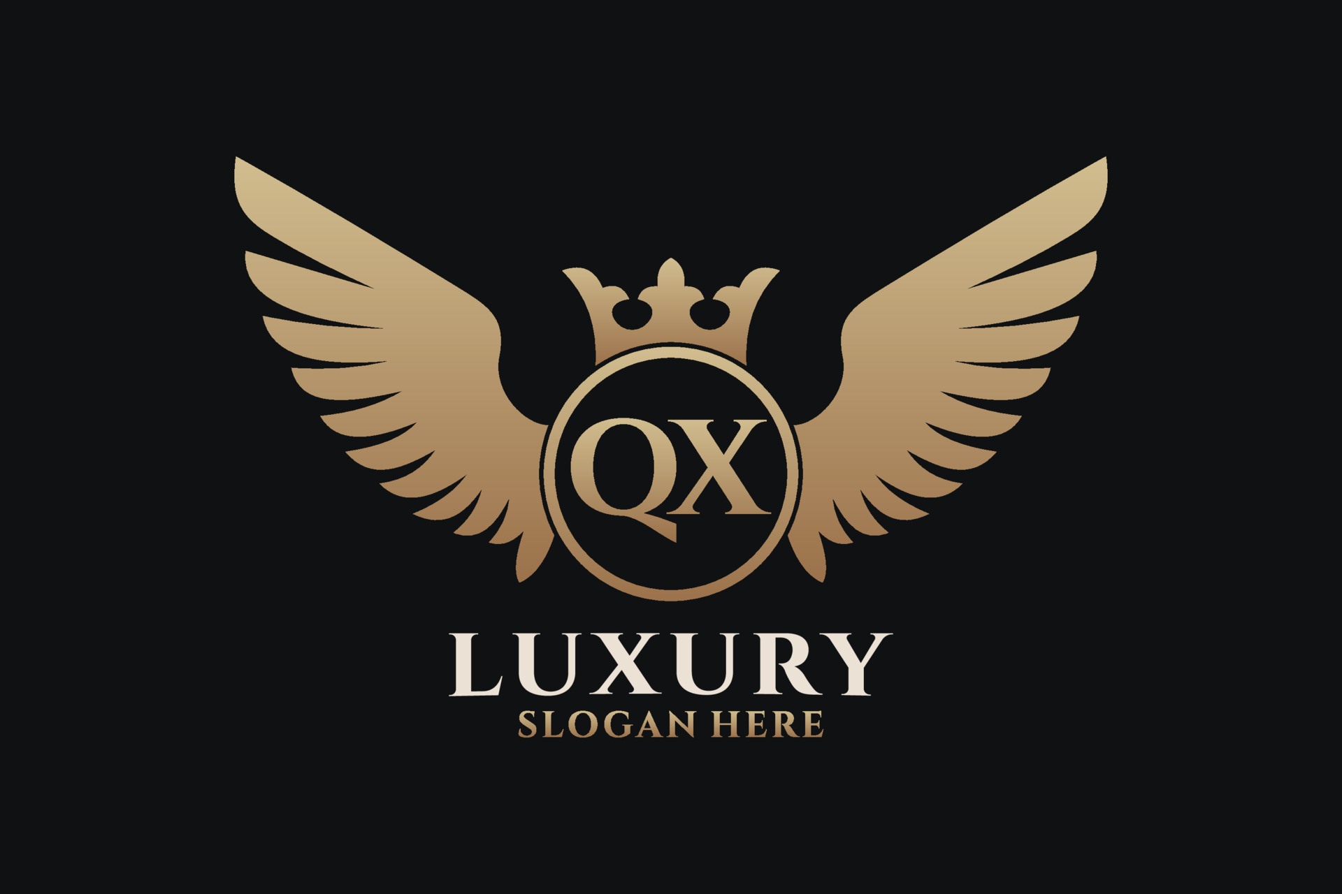 Luxury royal wing Letter QX crest Gold color Logo vector, Victory logo ...