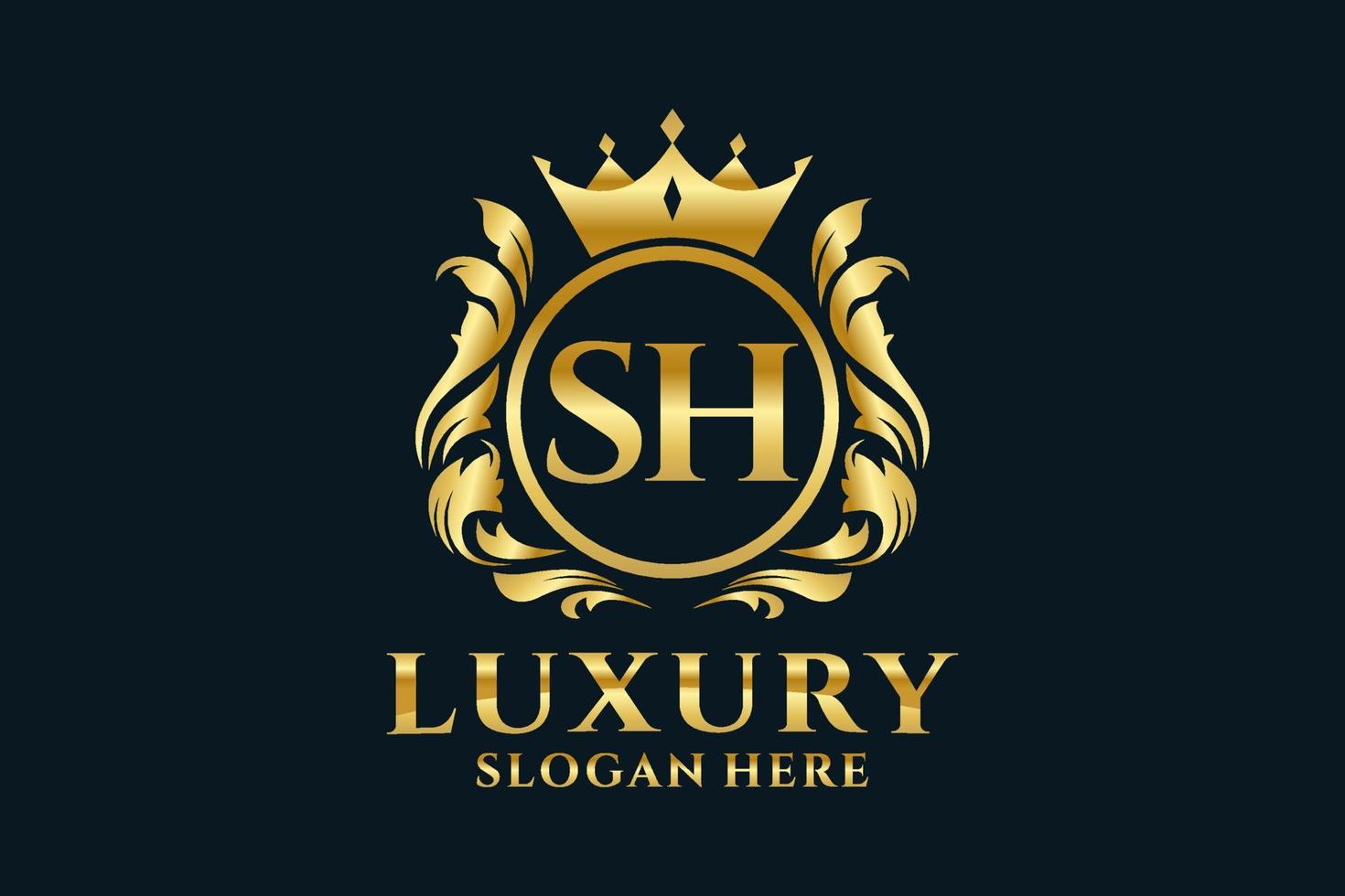 Initial SH Letter Royal Luxury Logo template in vector art for luxurious branding projects and other vector illustration.