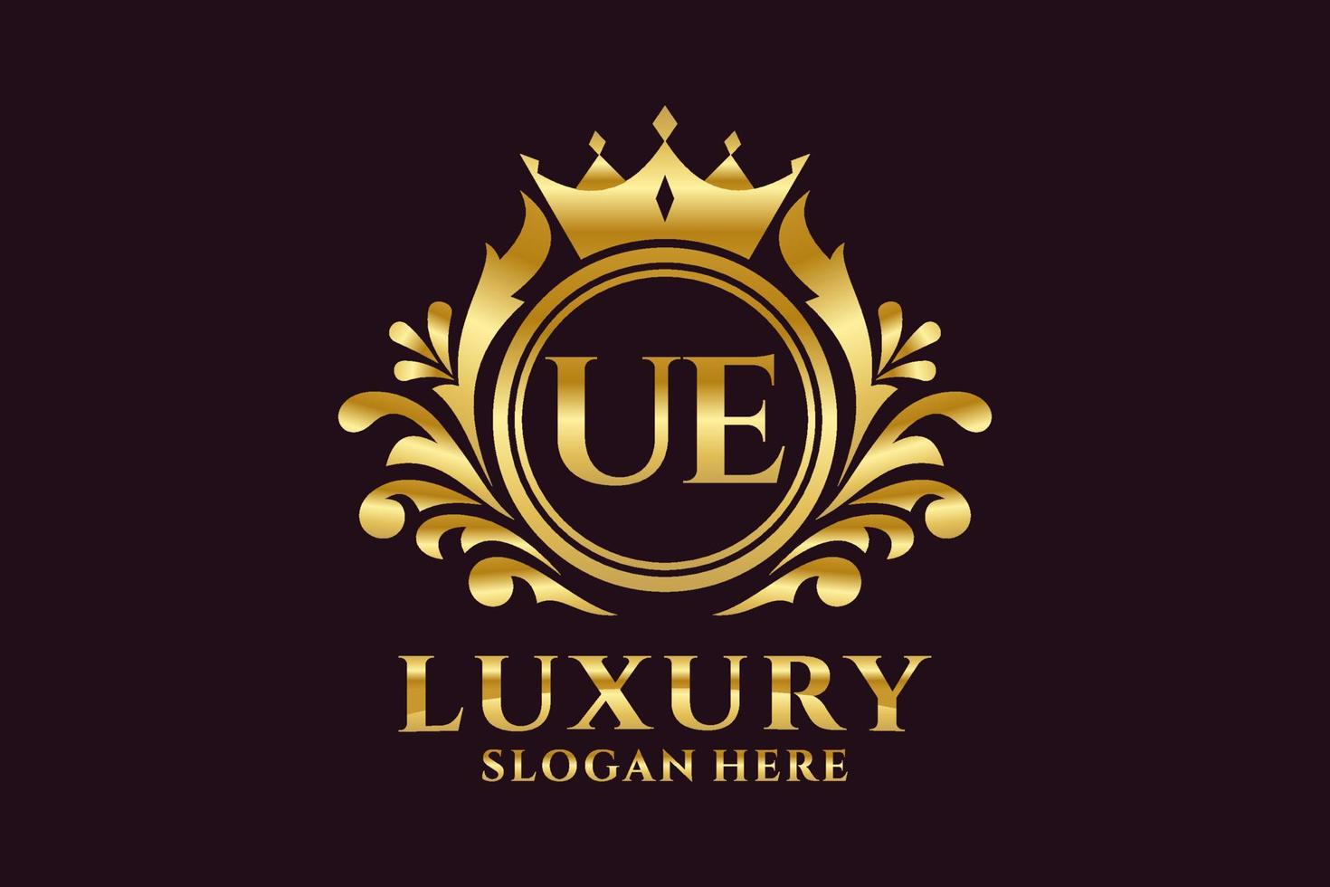 Initial UE Letter Royal Luxury Logo template in vector art for luxurious branding projects and other vector illustration.