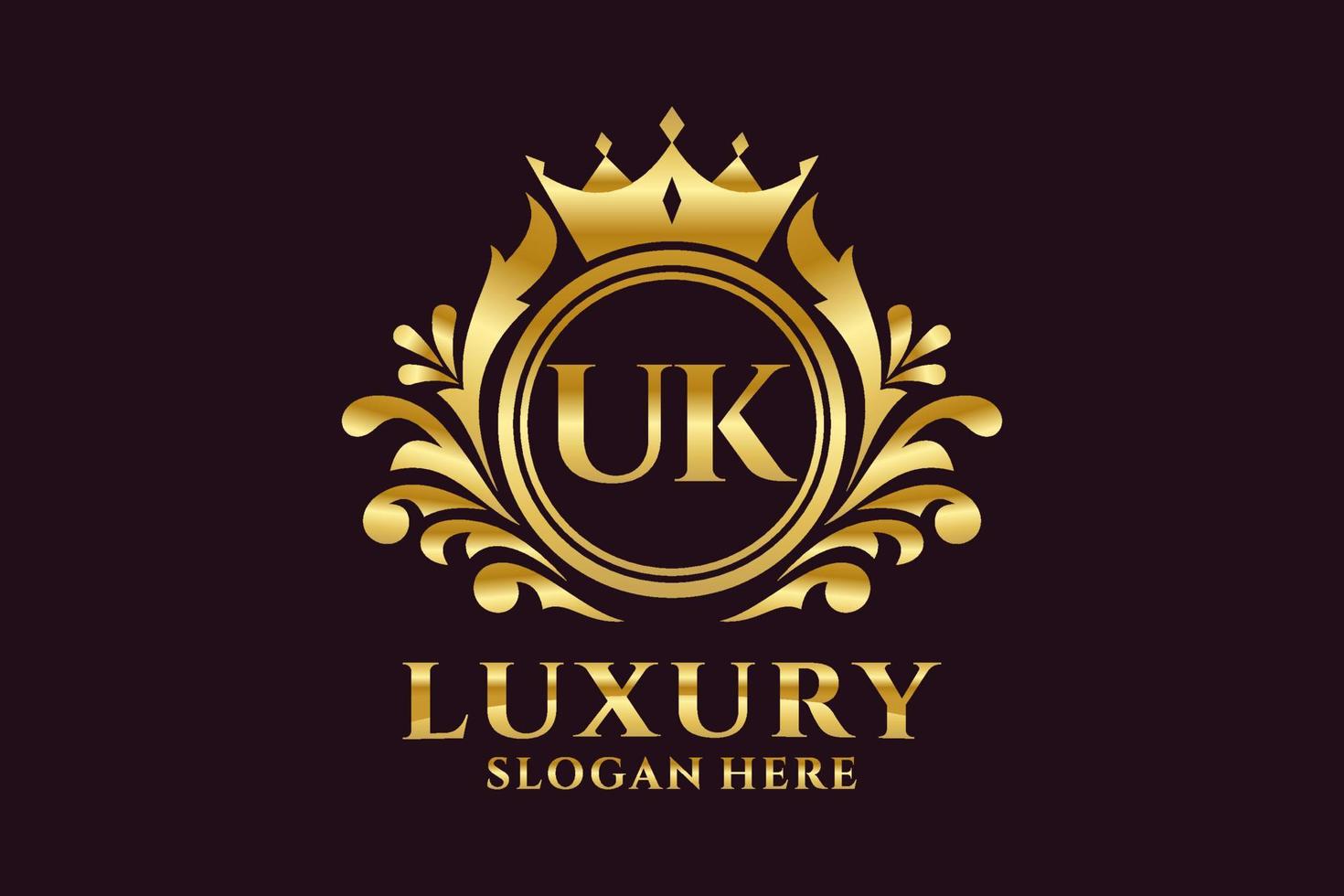 Initial UK Letter Royal Luxury Logo template in vector art for luxurious branding projects and other vector illustration.