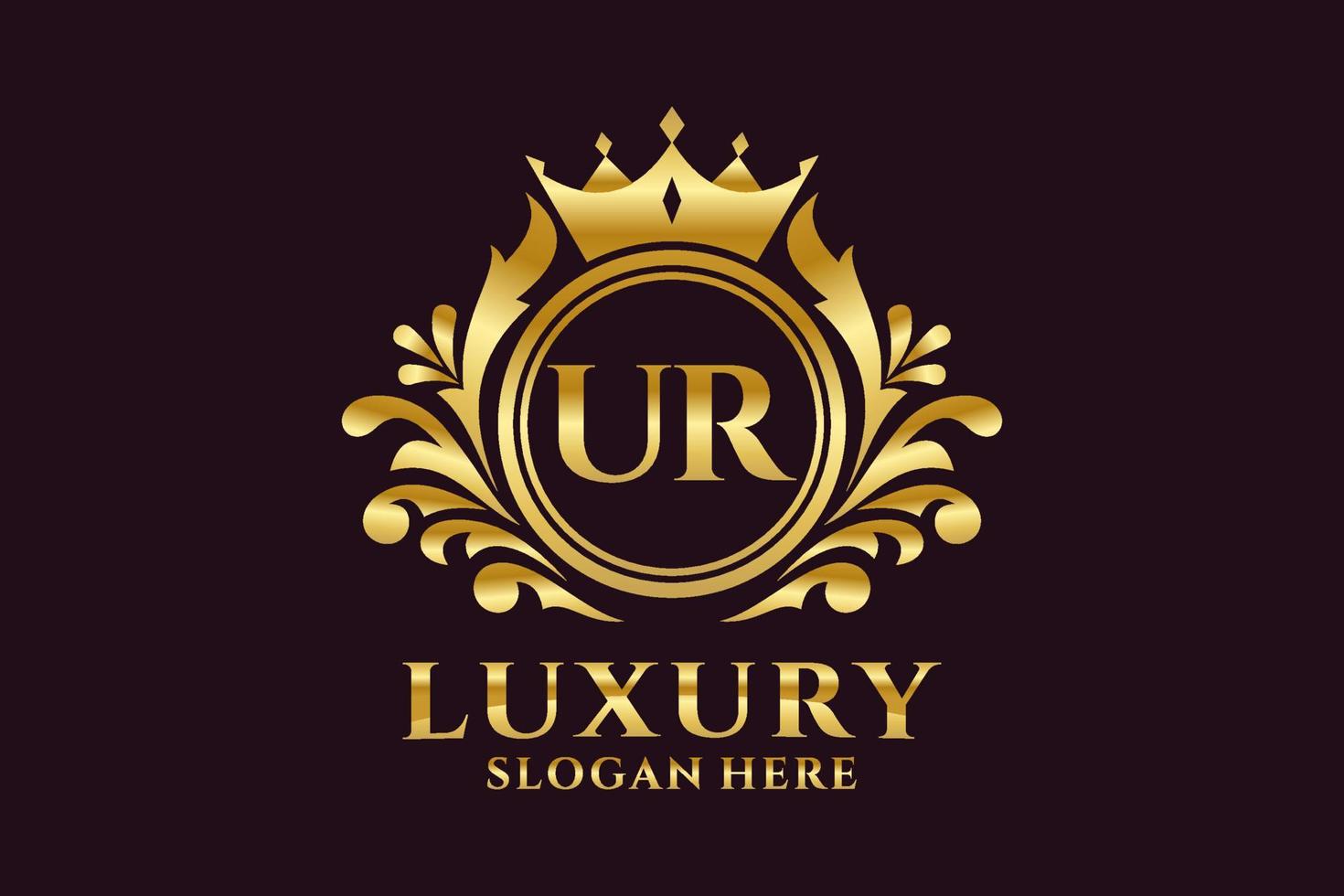 Initial UR Letter Royal Luxury Logo template in vector art for luxurious branding projects and other vector illustration.