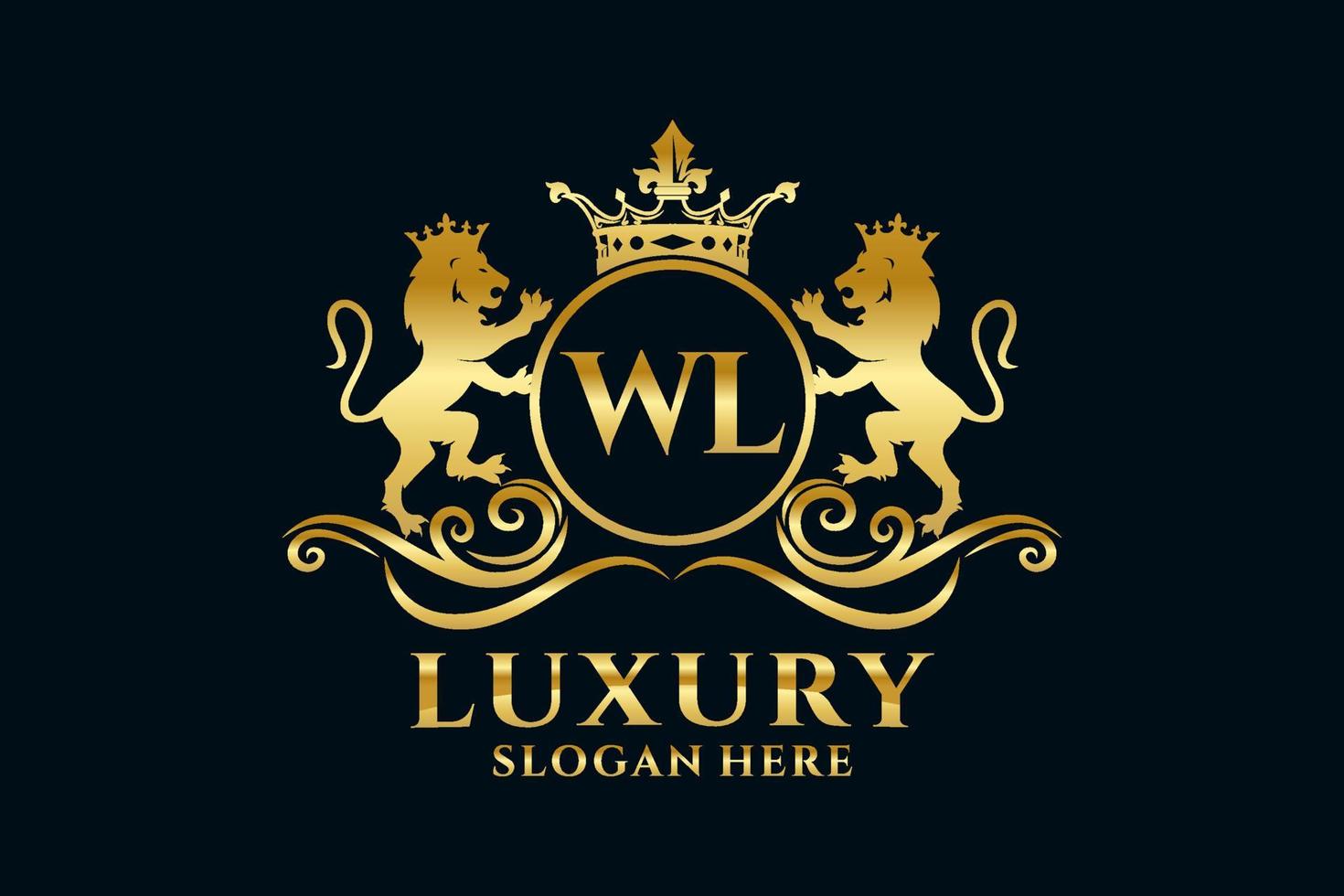 Initial WL Letter Lion Royal Luxury Logo template in vector art for luxurious branding projects and other vector illustration.
