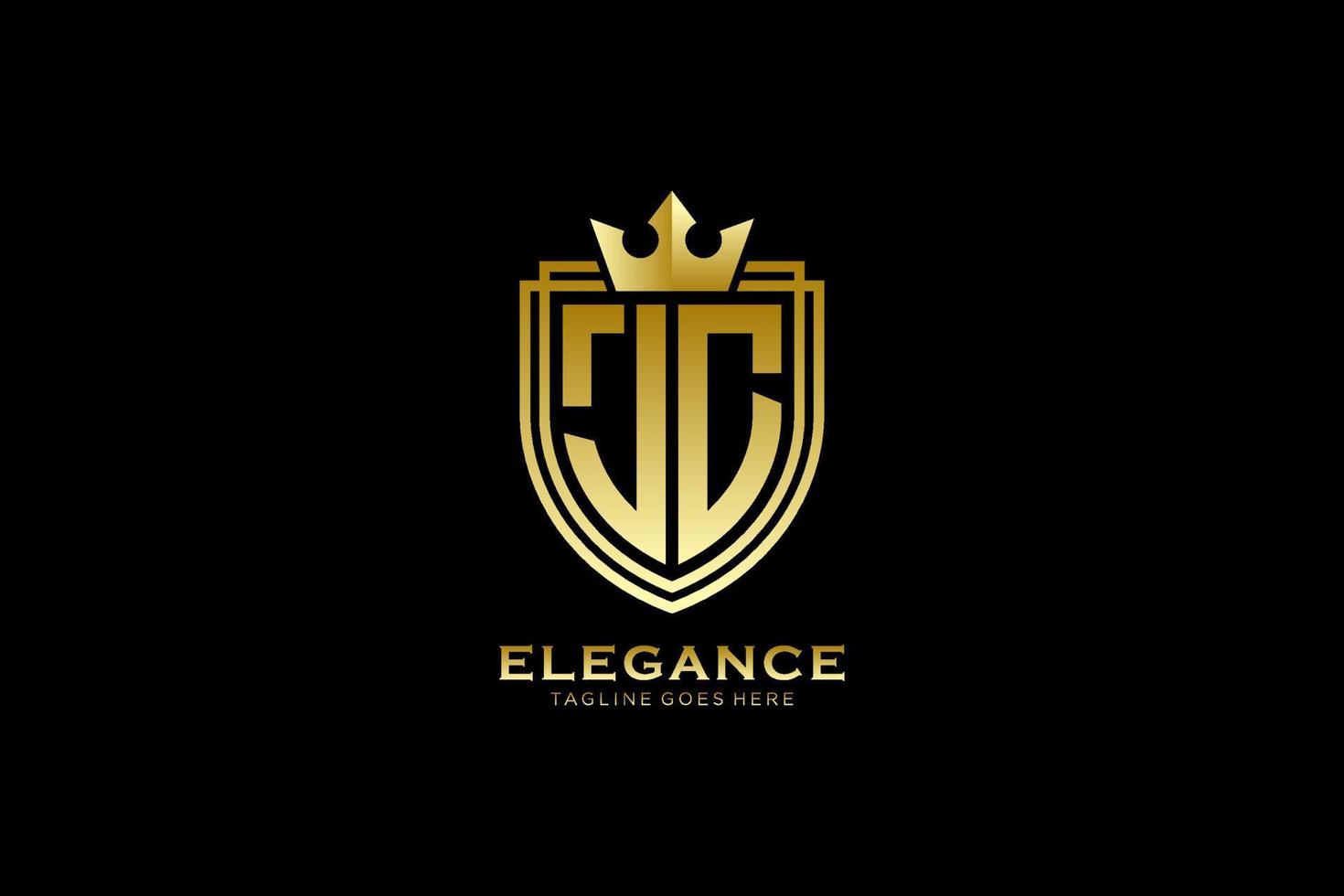 initial JC elegant luxury monogram logo or badge template with scrolls and royal crown - perfect for luxurious branding projects vector