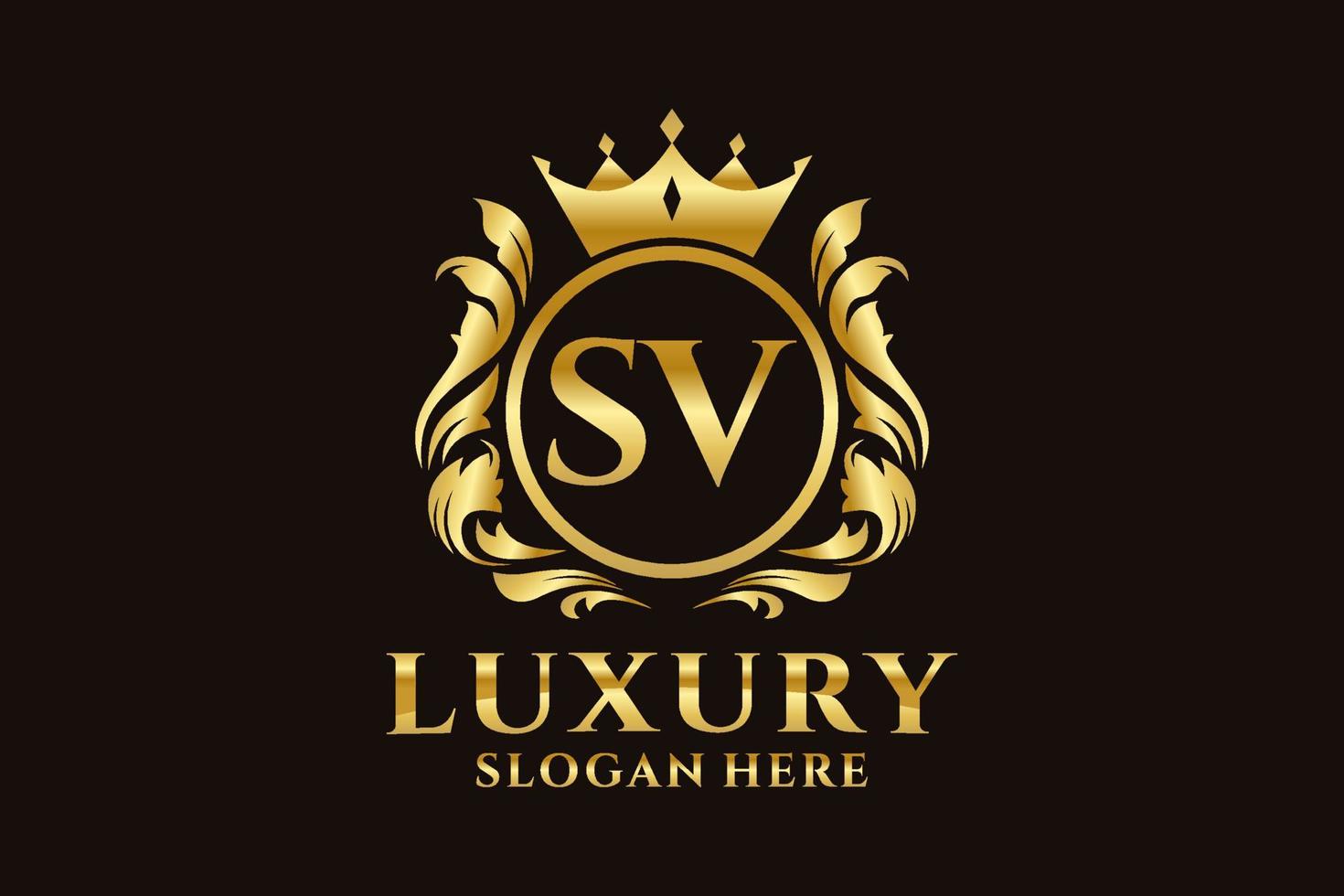 Initial SV Letter Royal Luxury Logo template in vector art for luxurious branding projects and other vector illustration.