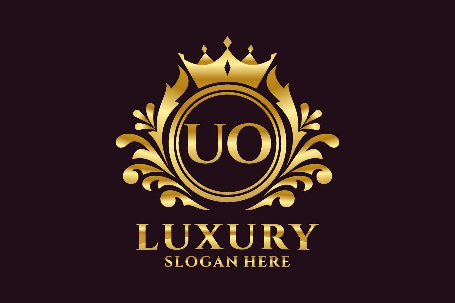 Initial UO Letter Royal Luxury Logo template in vector art for luxurious branding projects and other vector illustration.