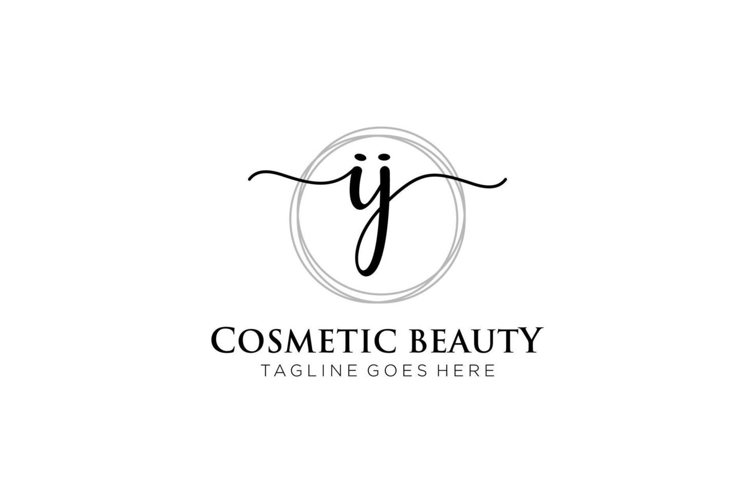 initial IJ Feminine logo beauty monogram and elegant logo design, handwriting logo of initial signature, wedding, fashion, floral and botanical with creative template. vector