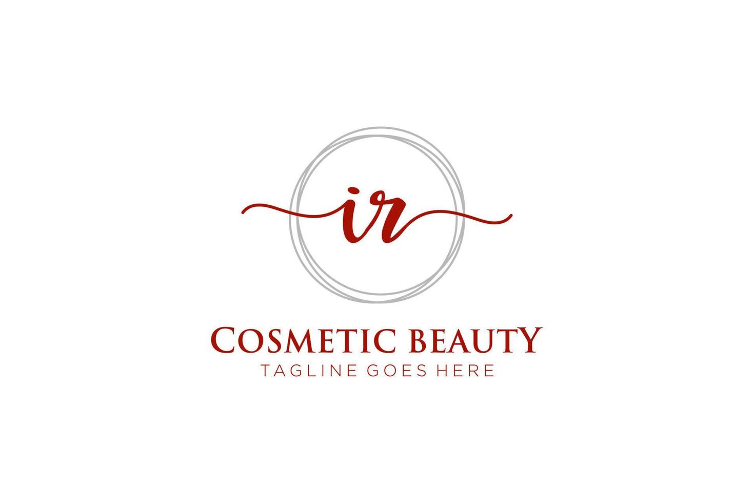 initial IR Feminine logo beauty monogram and elegant logo design, handwriting logo of initial signature, wedding, fashion, floral and botanical with creative template. vector