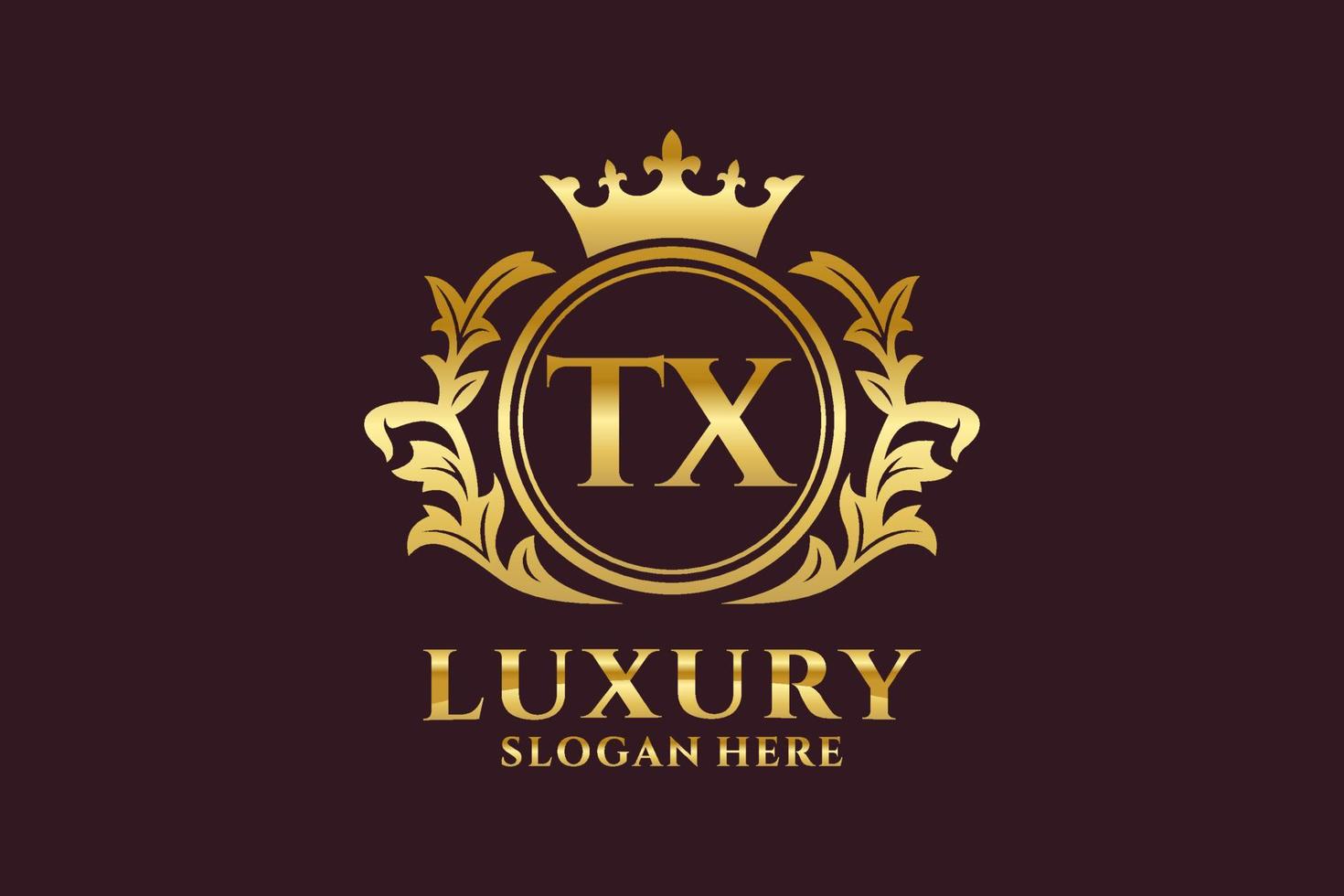 Initial TX Letter Royal Luxury Logo template in vector art for luxurious branding projects and other vector illustration.