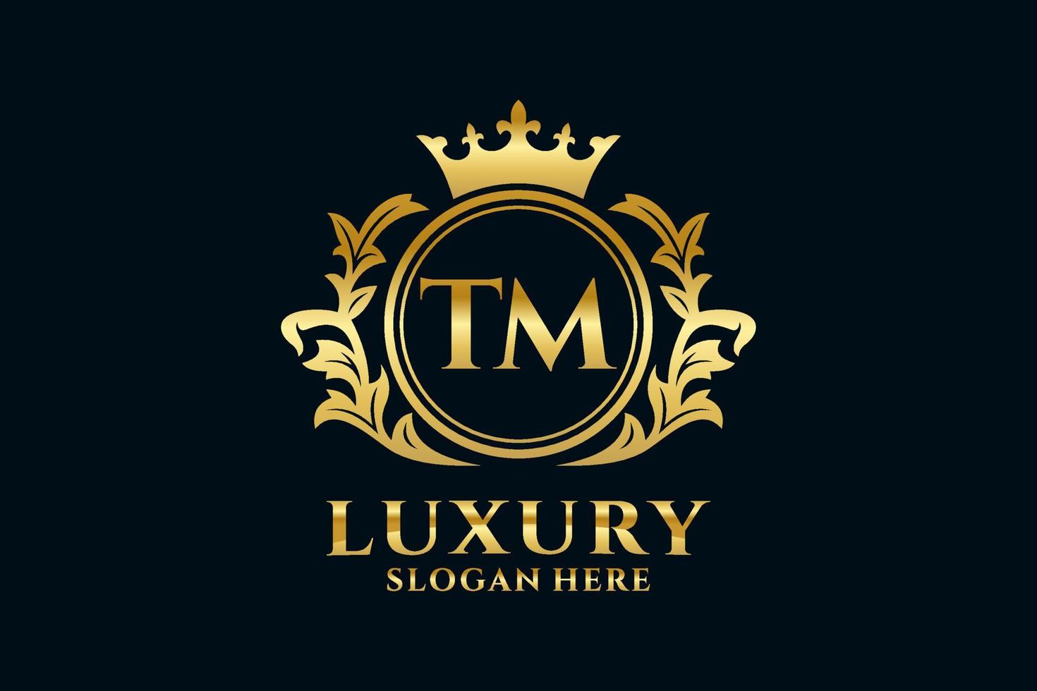 Initial TM Letter Royal Luxury Logo template in vector art for luxurious branding projects and other vector illustration.