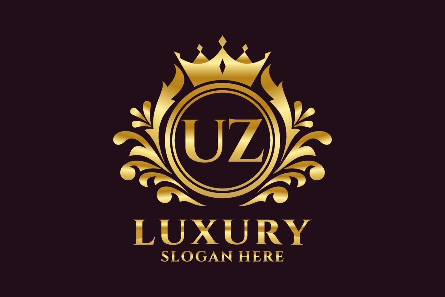 Initial UZ Letter Royal Luxury Logo template in vector art for luxurious branding projects and other vector illustration.