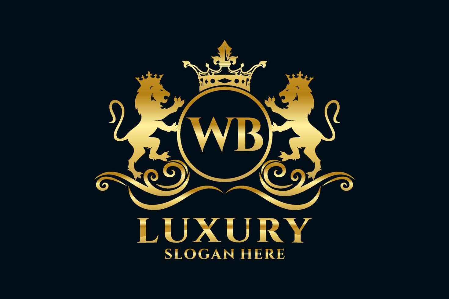 Initial WB Letter Lion Royal Luxury Logo template in vector art for luxurious branding projects and other vector illustration.
