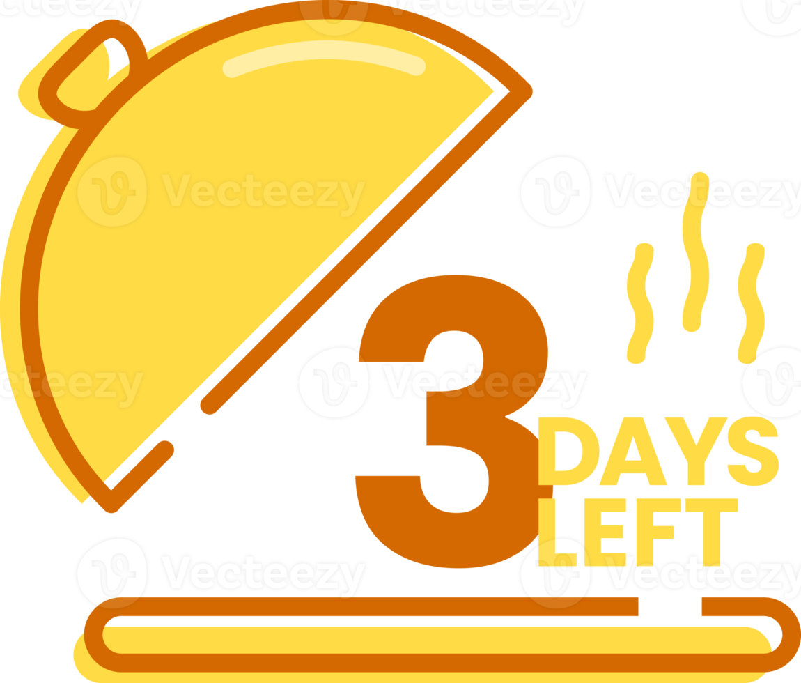 3 days left countdown dish icon for cafe restaurant opening and new menu png