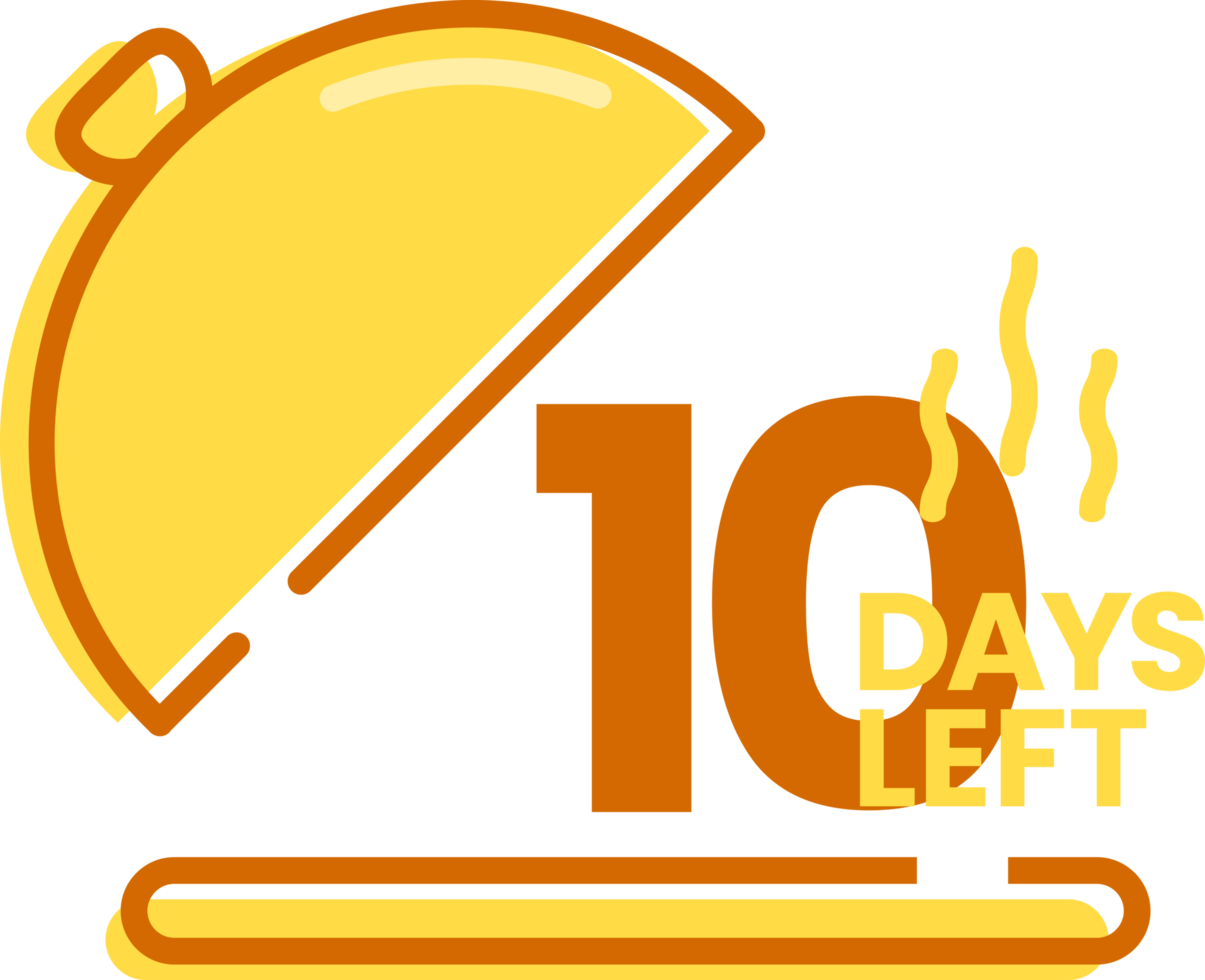 10 days left countdown dish icon for cafe restaurant opening and new menu png