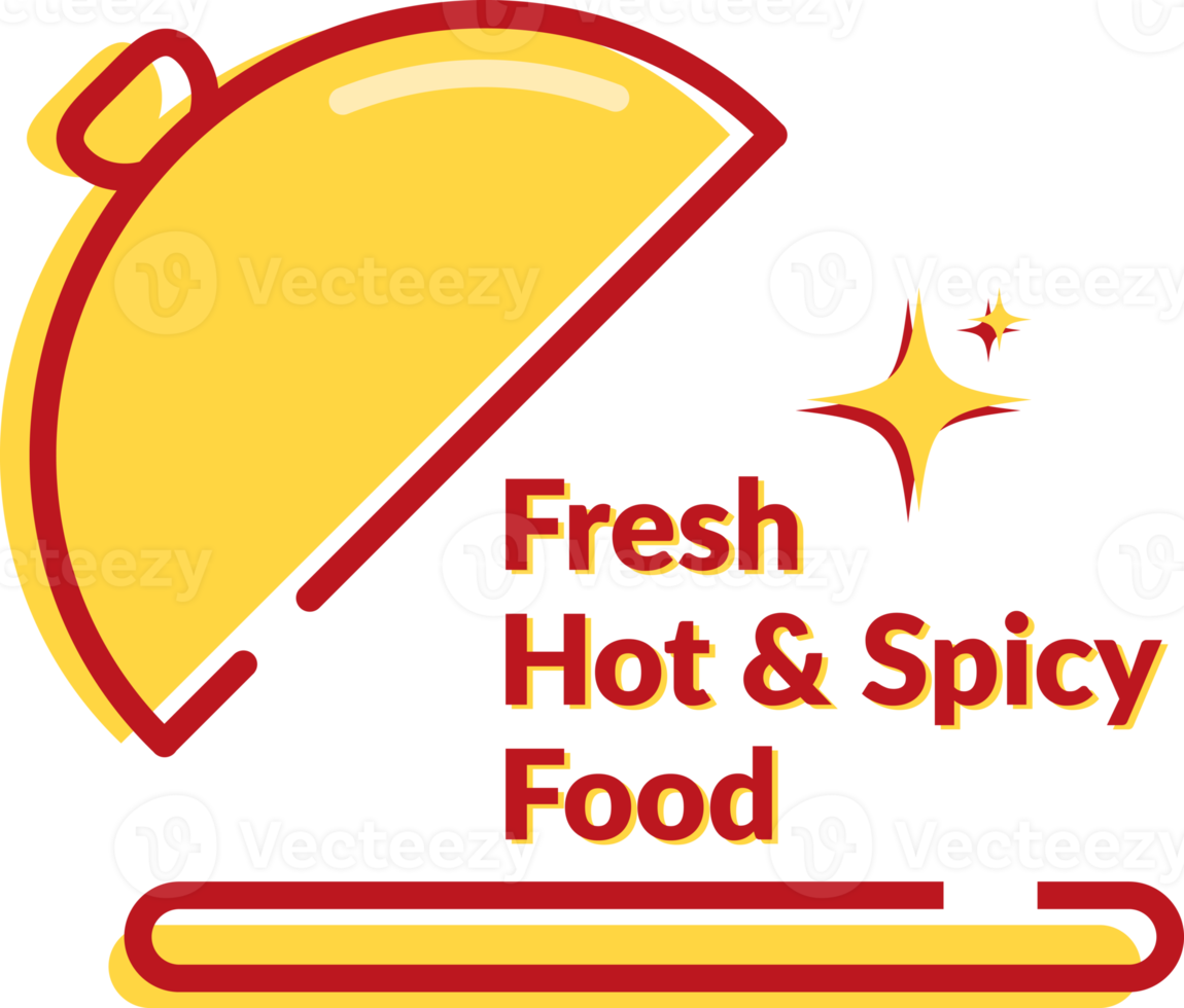 fresh hot and spicy food text in the dish icon illustration png