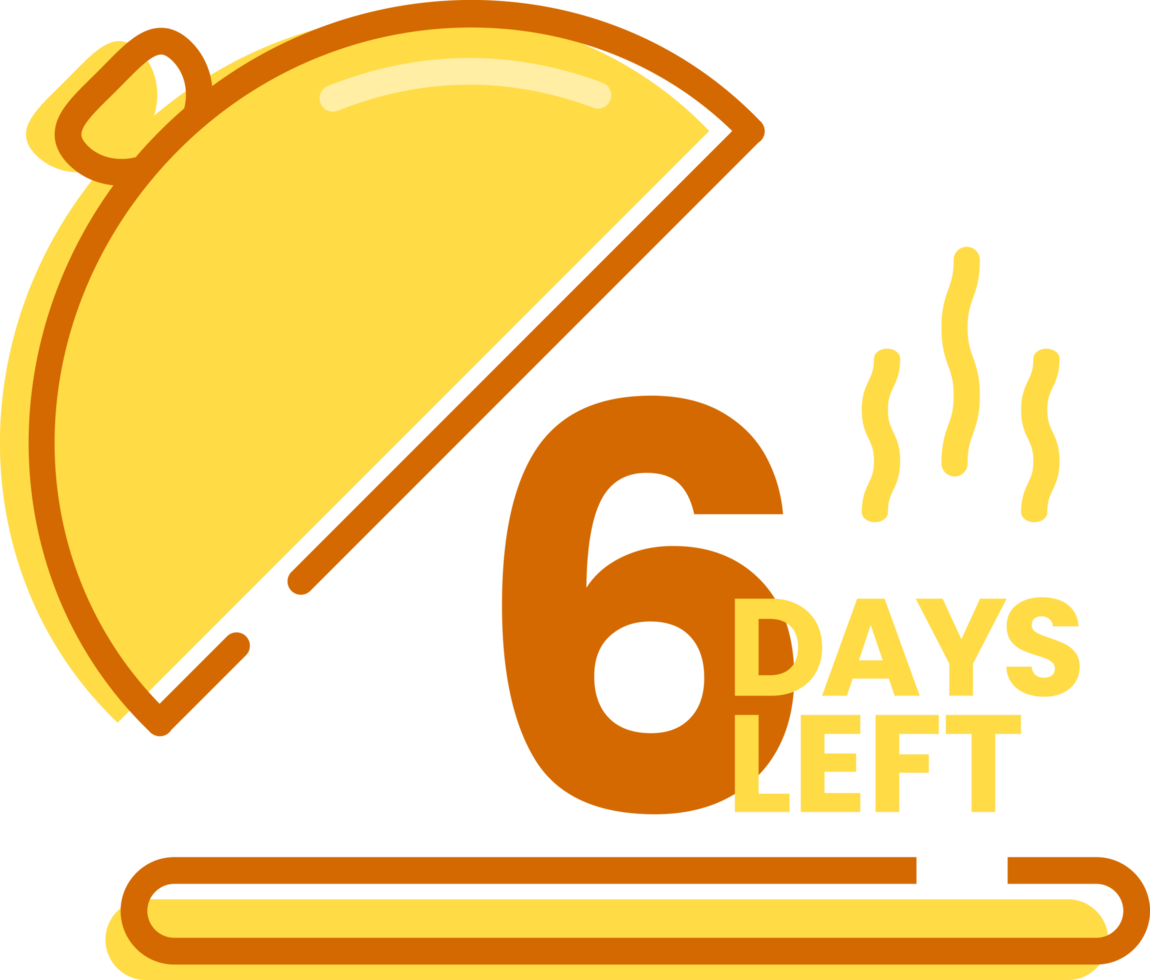 6 days left countdown dish icon for cafe restaurant opening and new menu png