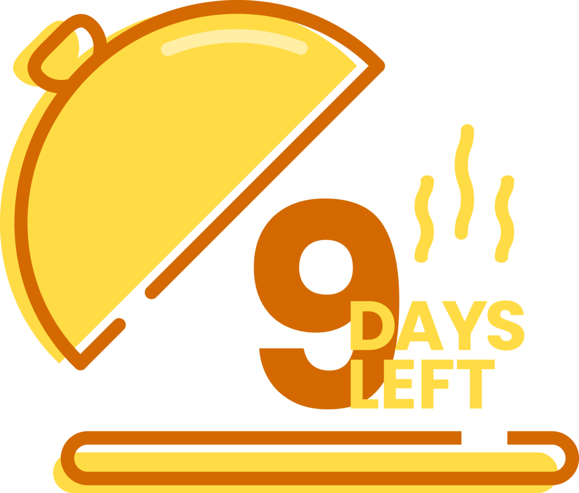 9 days left countdown dish icon for cafe restaurant opening and new menu png
