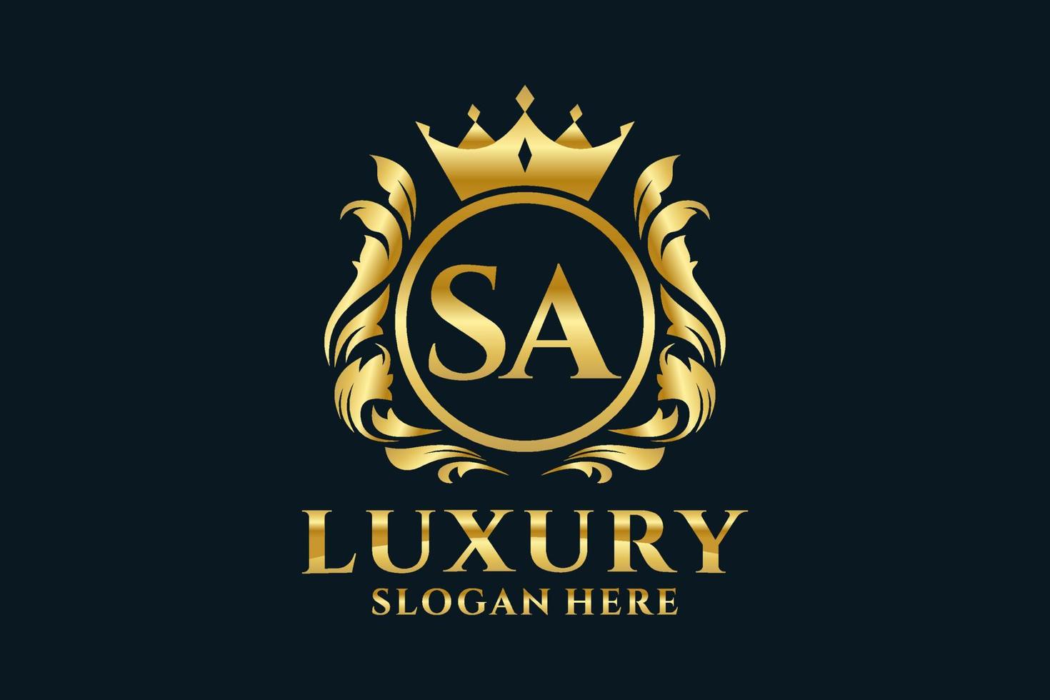 Initial SA Letter Royal Luxury Logo template in vector art for luxurious branding projects and other vector illustration.