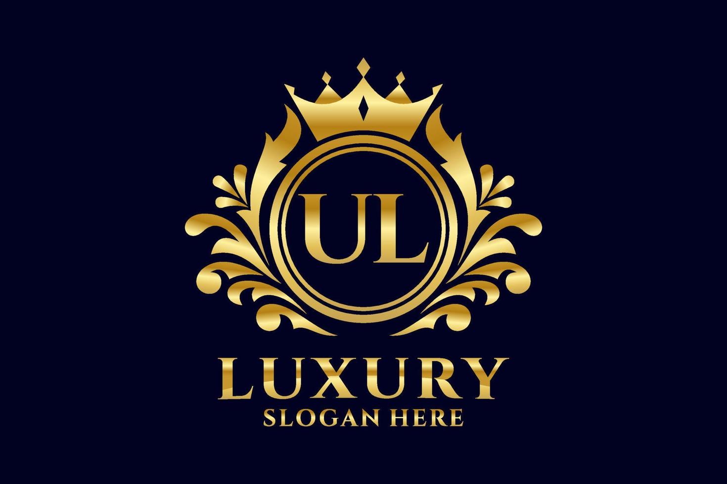 Initial UL Letter Royal Luxury Logo template in vector art for luxurious branding projects and other vector illustration.