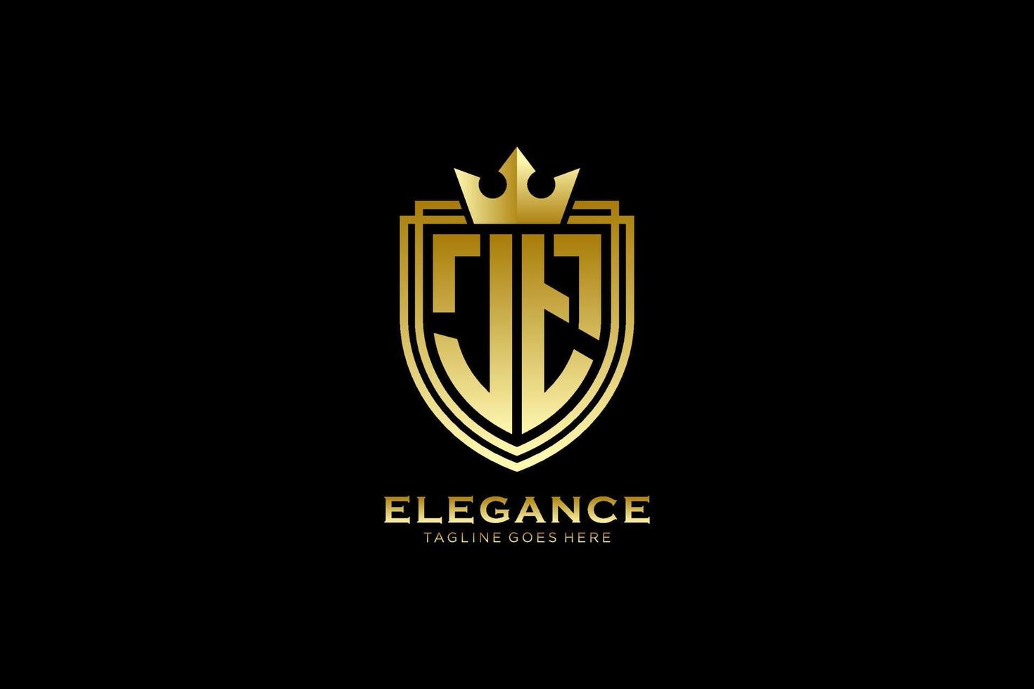 initial JT elegant luxury monogram logo or badge template with scrolls and royal crown - perfect for luxurious branding projects vector