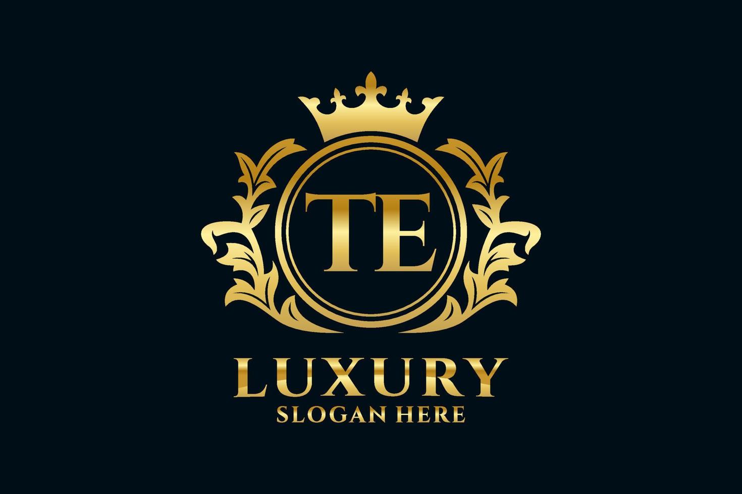 Initial TE Letter Royal Luxury Logo template in vector art for luxurious branding projects and other vector illustration.