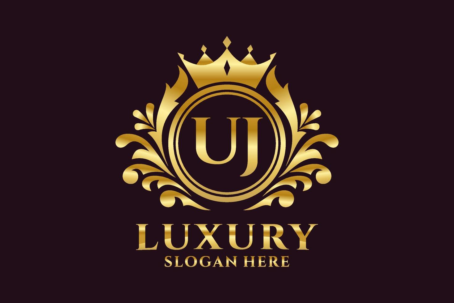 Initial UJ Letter Royal Luxury Logo template in vector art for luxurious branding projects and other vector illustration.