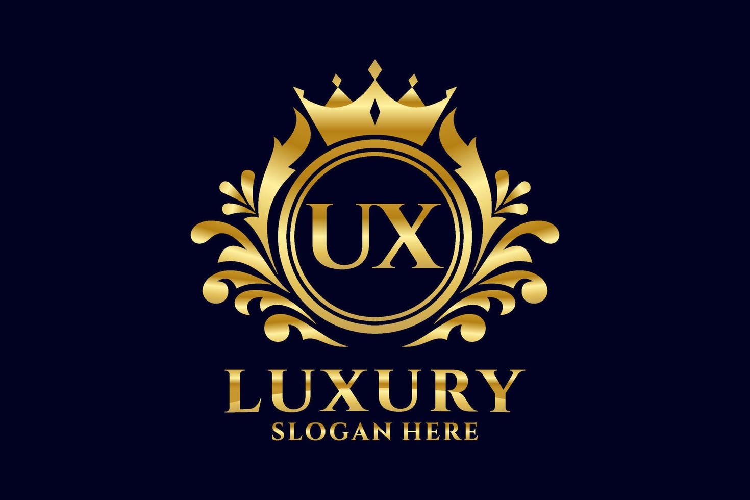 Initial UX Letter Royal Luxury Logo template in vector art for luxurious branding projects and other vector illustration.