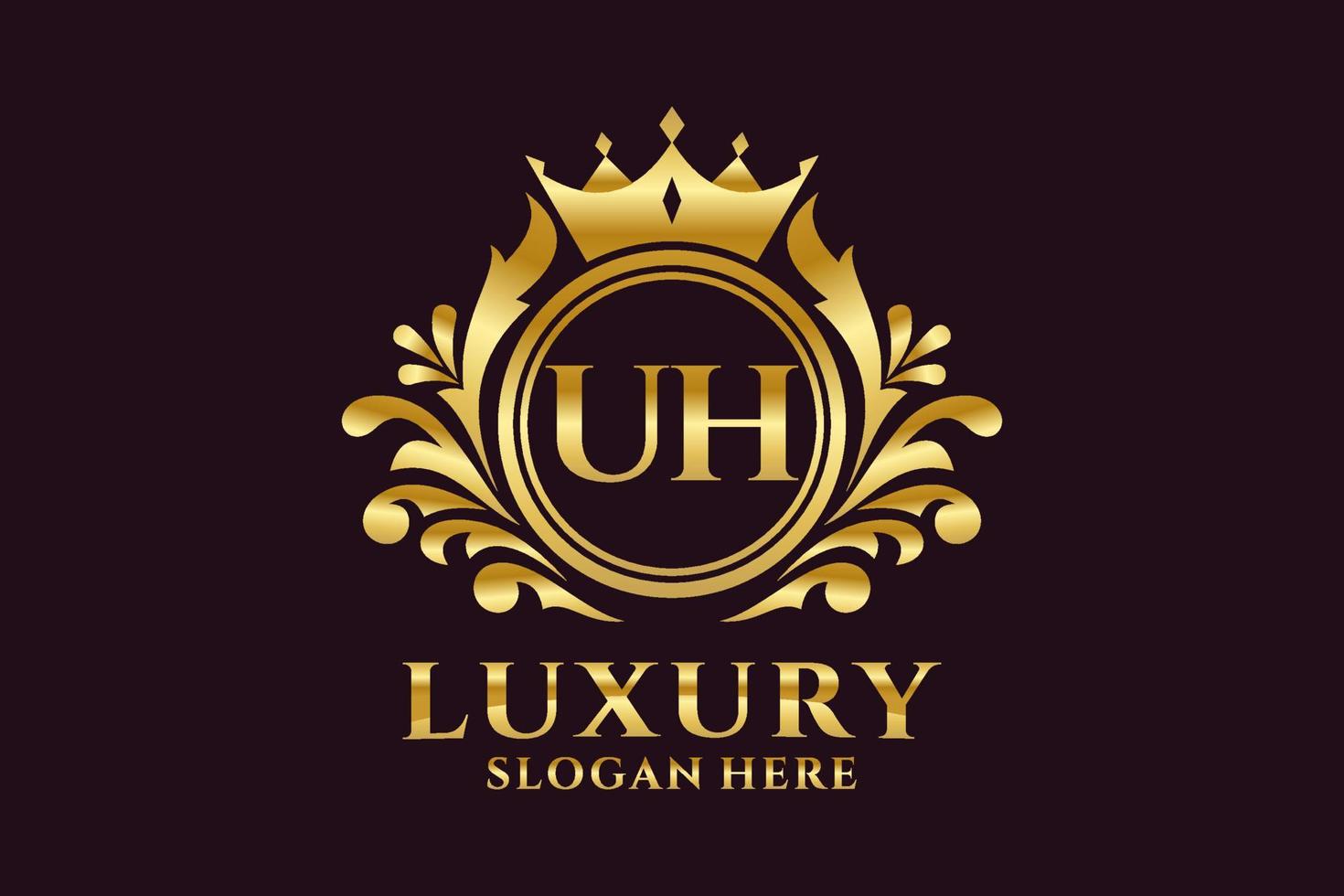 Initial UH Letter Royal Luxury Logo template in vector art for luxurious branding projects and other vector illustration.