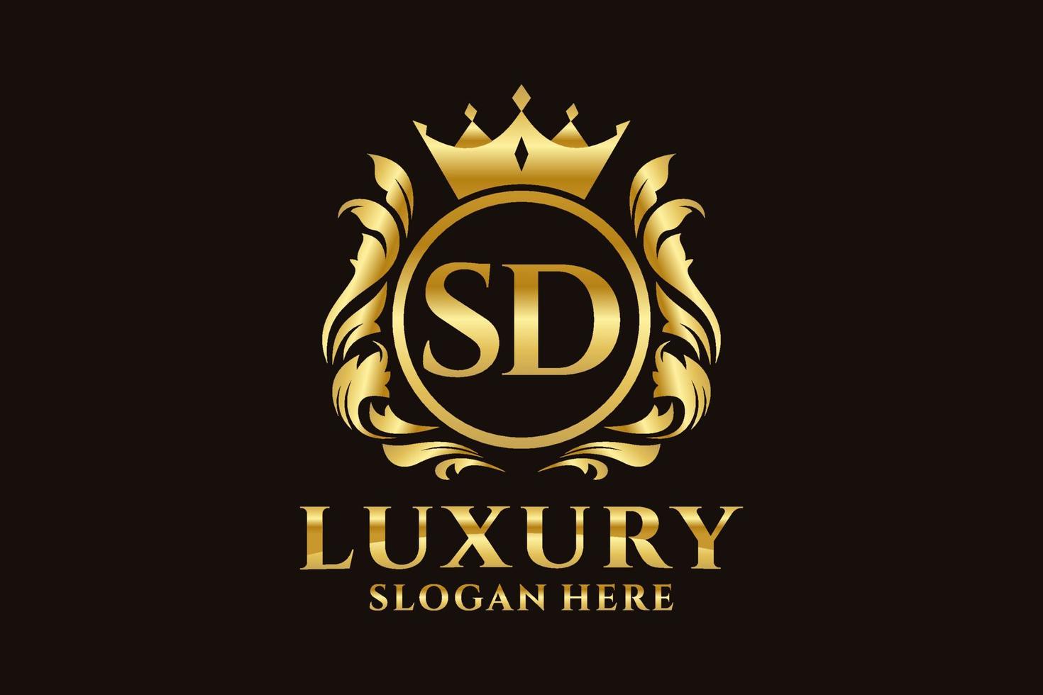 Initial SD Letter Royal Luxury Logo template in vector art for luxurious branding projects and other vector illustration.