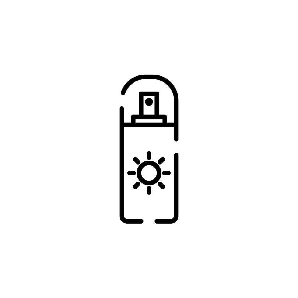 bloqueador solar, protector solar, loción, plantilla de logotipo de ilustración vectorial de icono de línea punteada de verano. adecuado para muchos propósitos. vector