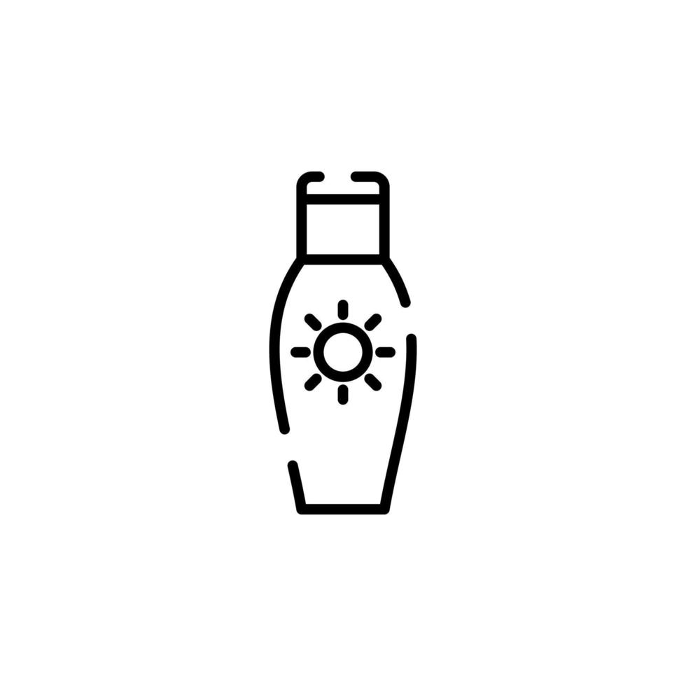 bloqueador solar, protector solar, loción, plantilla de logotipo de ilustración vectorial de icono de línea punteada de verano. adecuado para muchos propósitos. vector