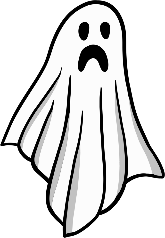 semplicità Halloween fantasma a mano libera disegno piatto design. png