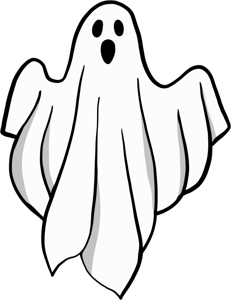 simplicidad halloween fantasma dibujo a mano alzada diseño plano. png