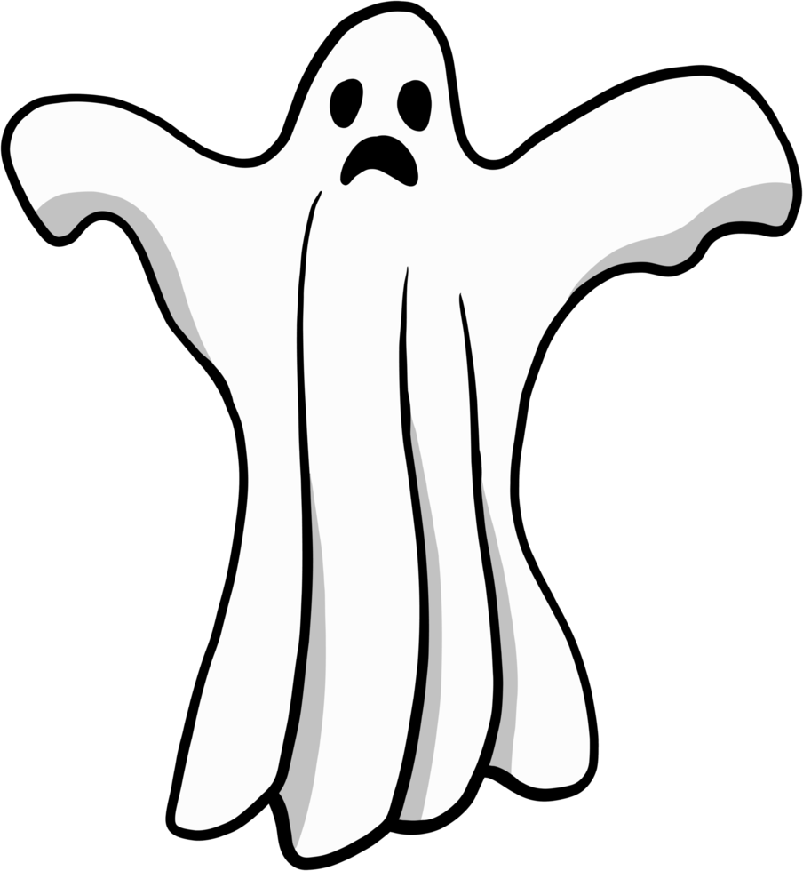 Einfachheit Halloween-Geist-Freihandzeichnung flaches Design. png