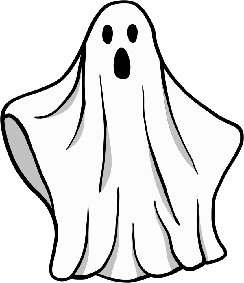 semplicità Halloween fantasma a mano libera disegno piatto design. png