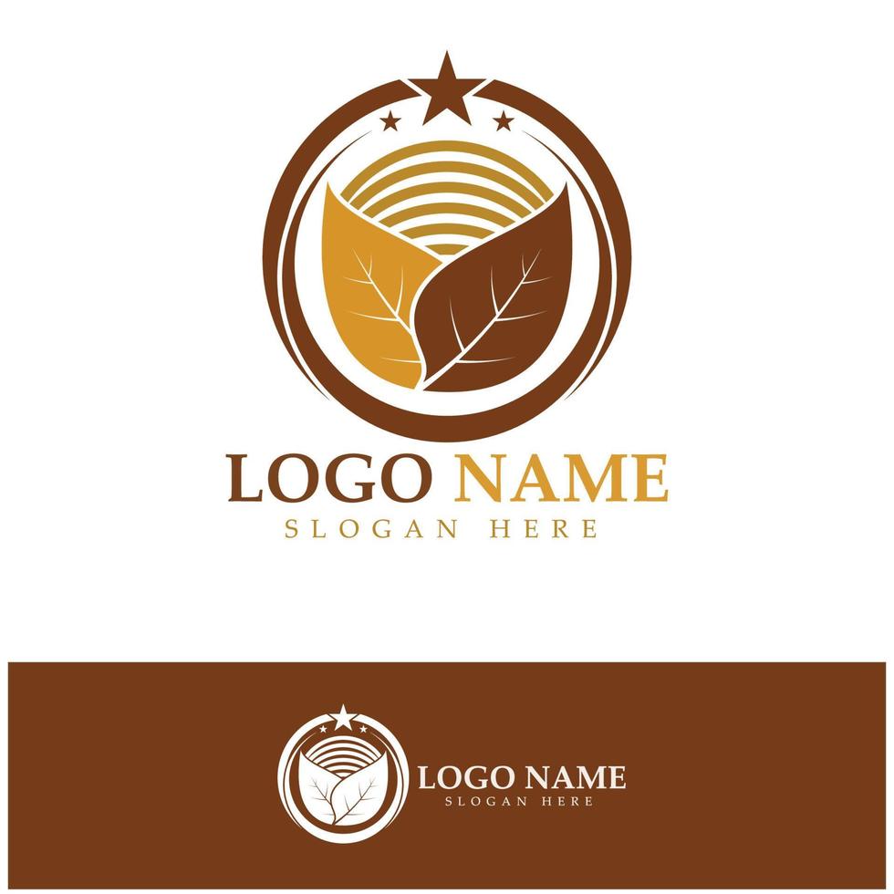 tobacco leaf logo,tobacco field and tobacco cigarette logo template design vector